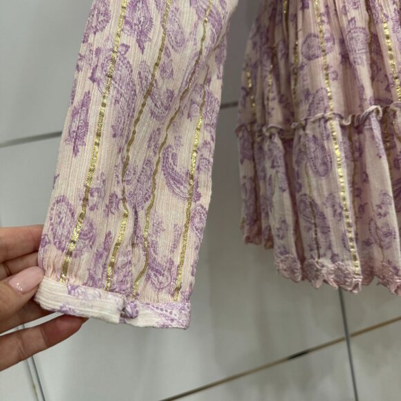 Hemant and Nandita Sequin Paisley Print Purple Mini Dress Size L - Picture 7 of 17